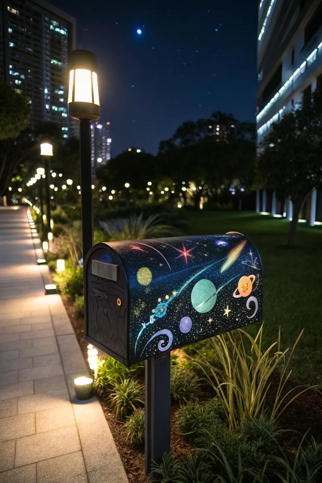 A space-themed mailbox that takes your imagination to the stars.