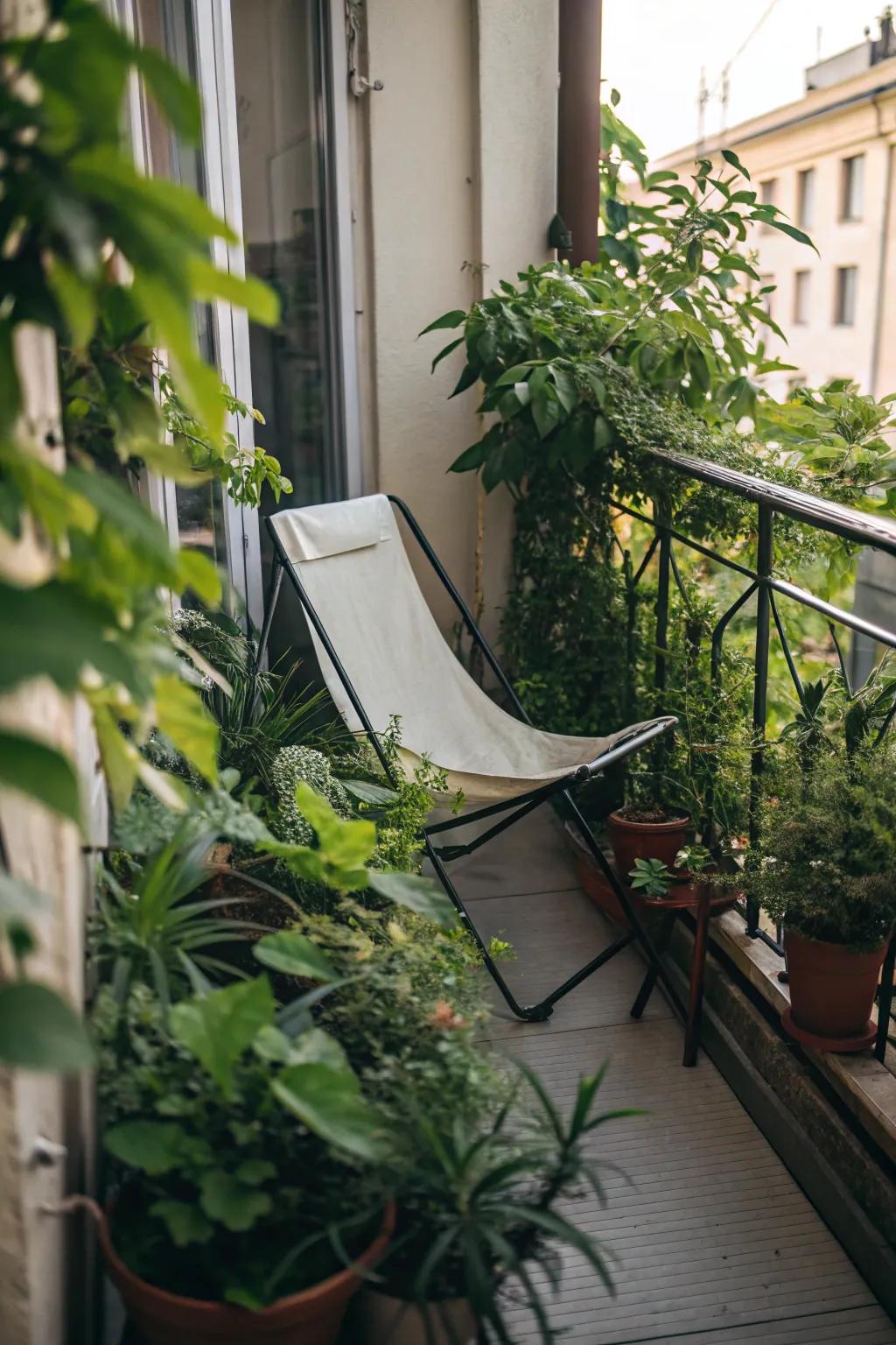 A folding hammock chair offers a unique and comfortable seating experience.