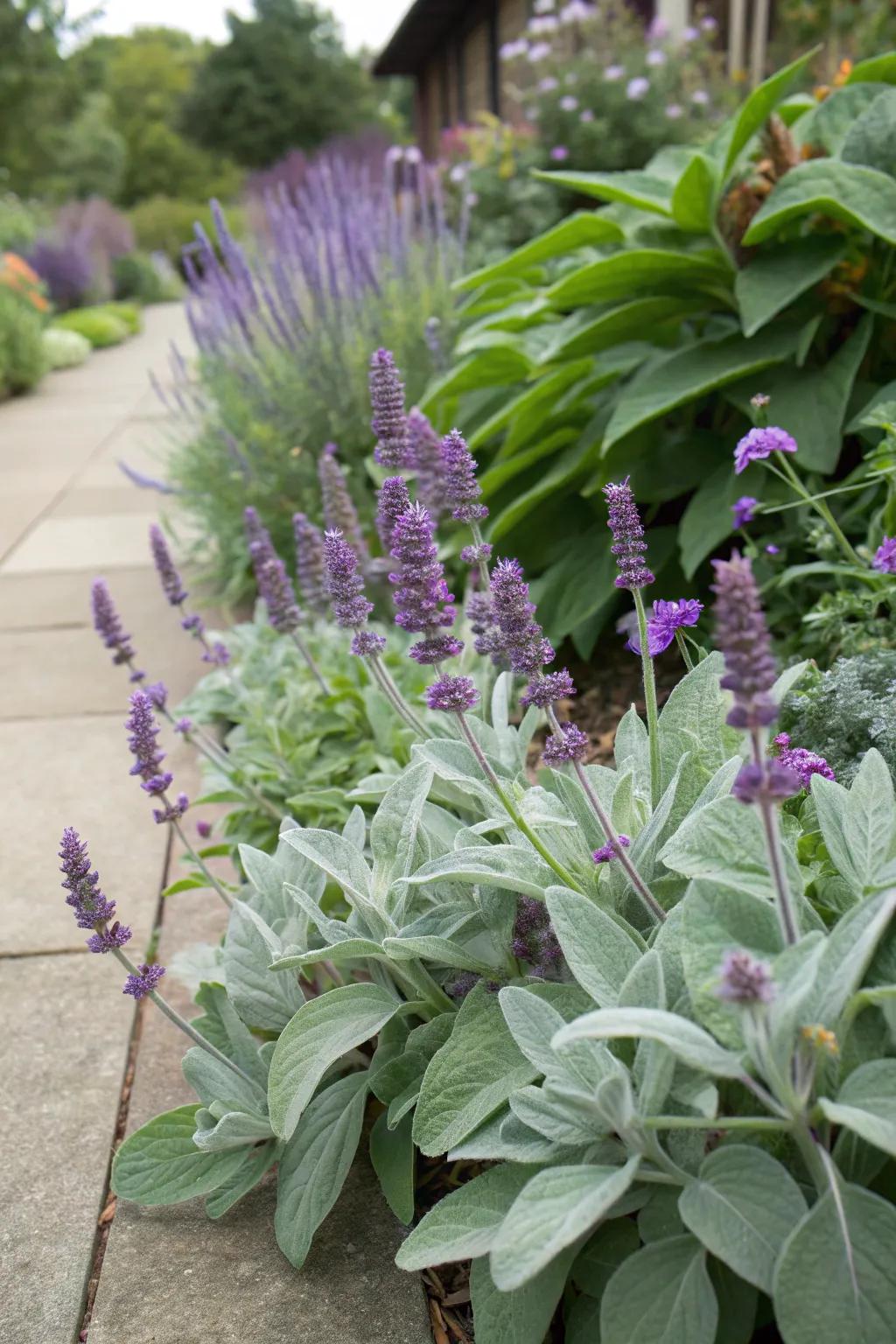 Lamb's Ears adding texture and whimsy to a garden border.
