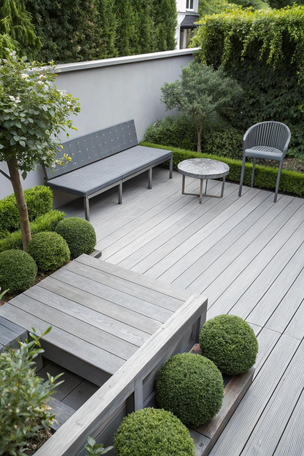 A sophisticated gray deck that exudes modern elegance.