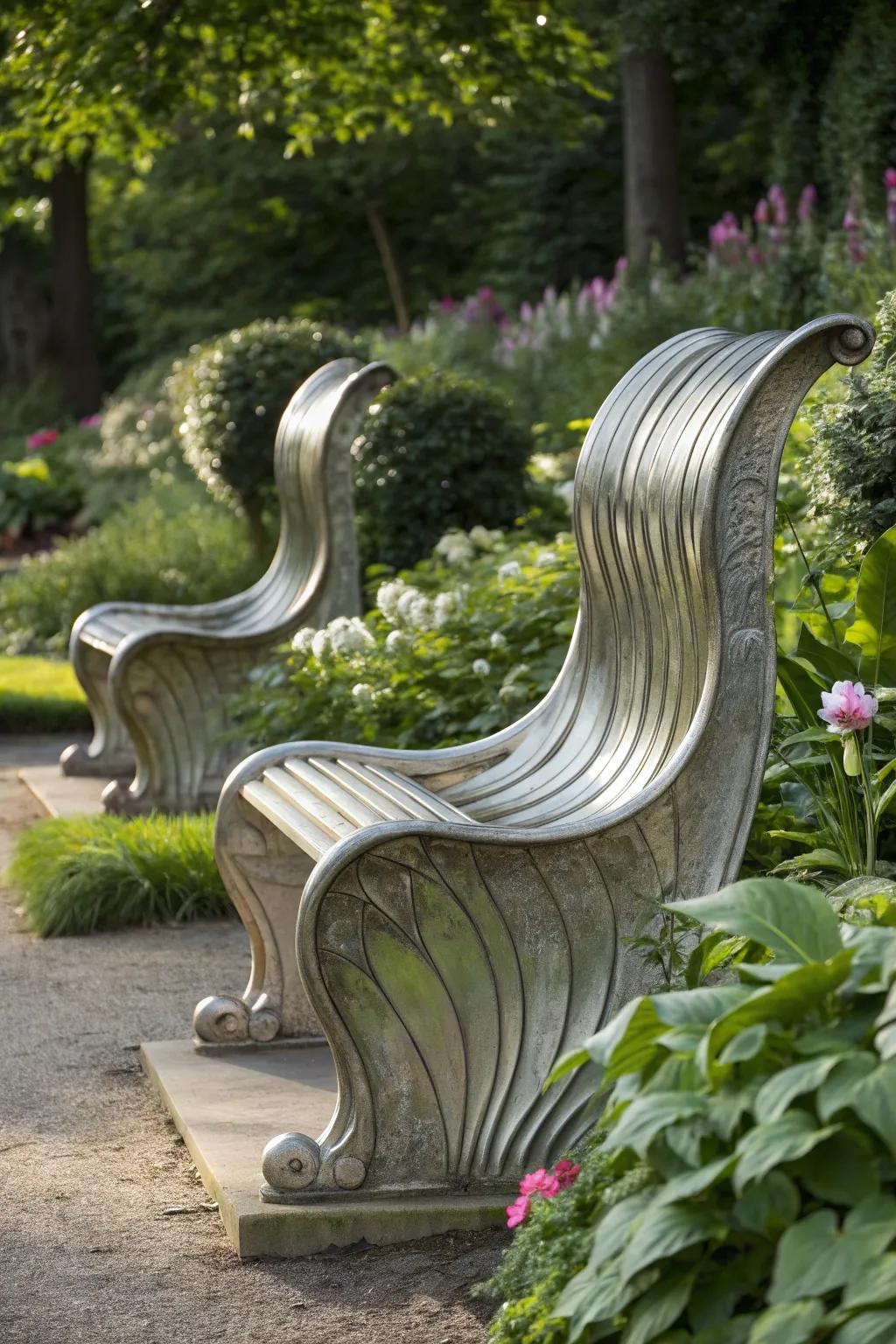Add a touch of art with sculptural seating in your garden.