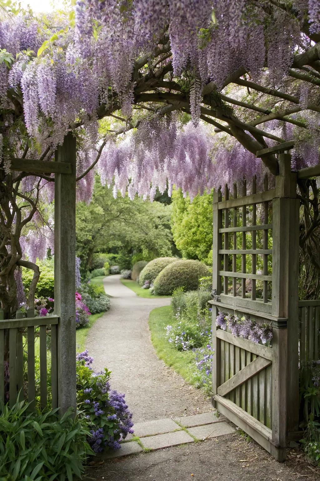 An arbor adds height and beauty to your garden gate.
