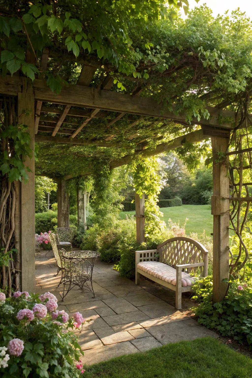 Pergolas add style and provide shade.