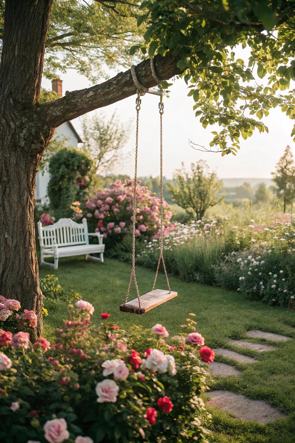 A garden swing that promises relaxation and joy.