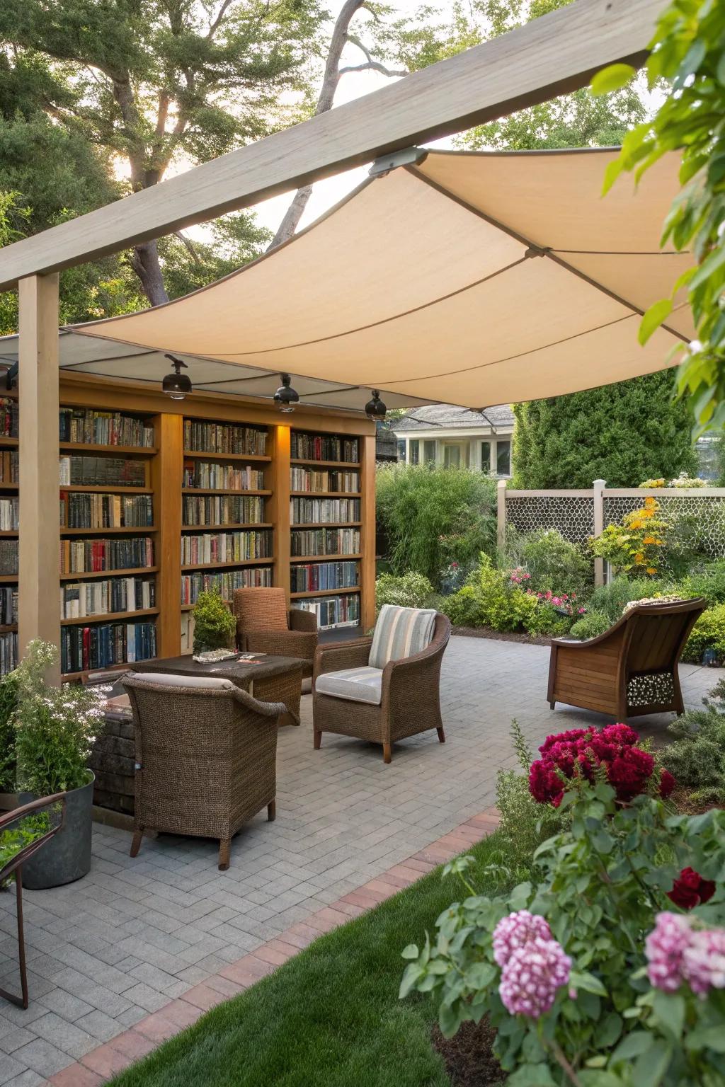 Multi-season comfort for your garden library.