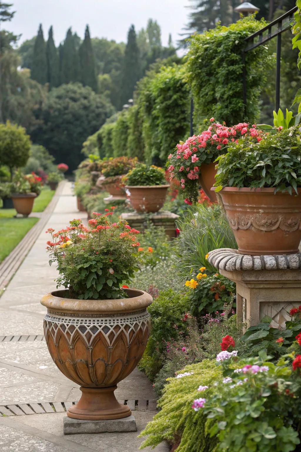 Decorative planters inject color and personality into your garden.