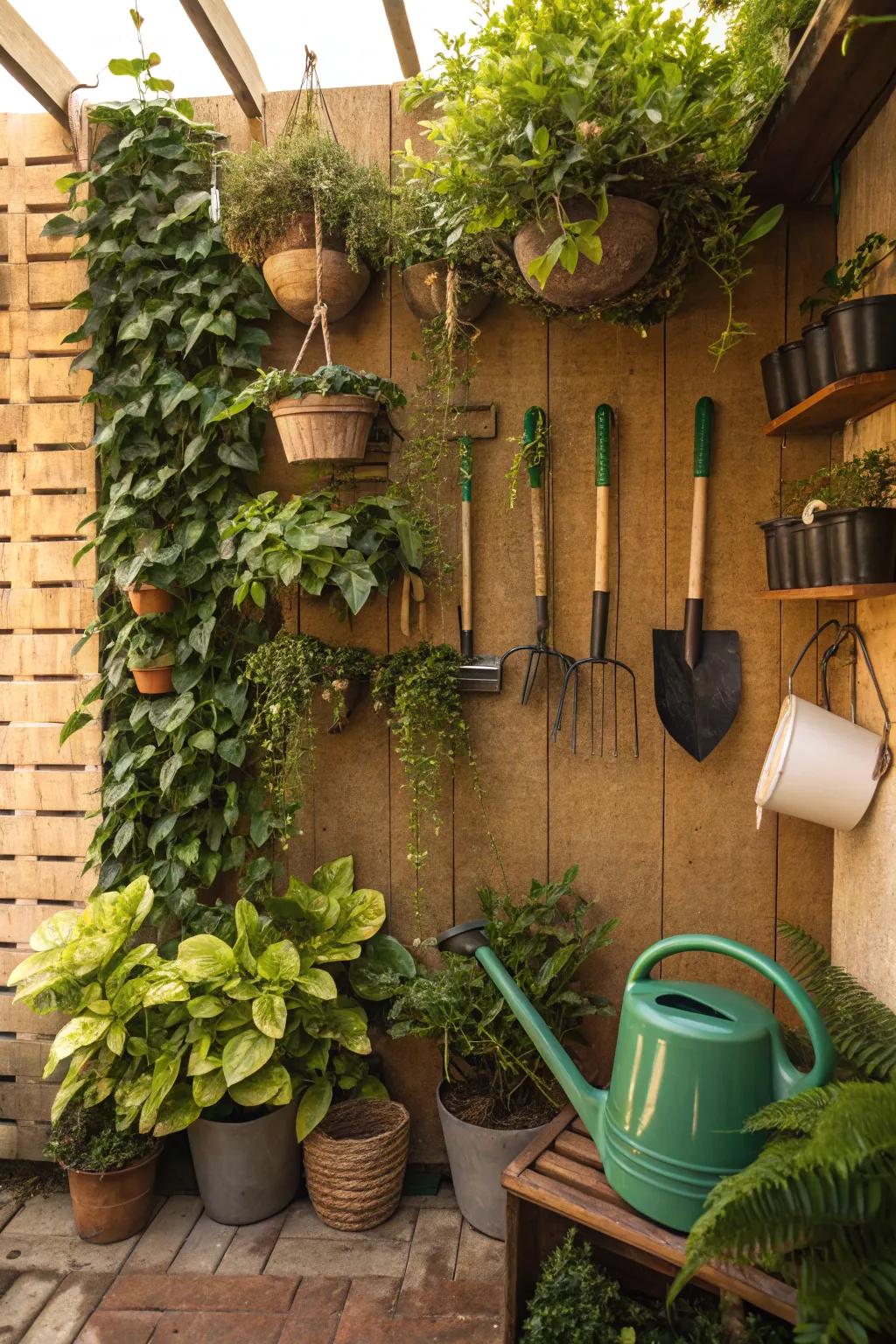 Accent walls combine beauty and utility in the garden