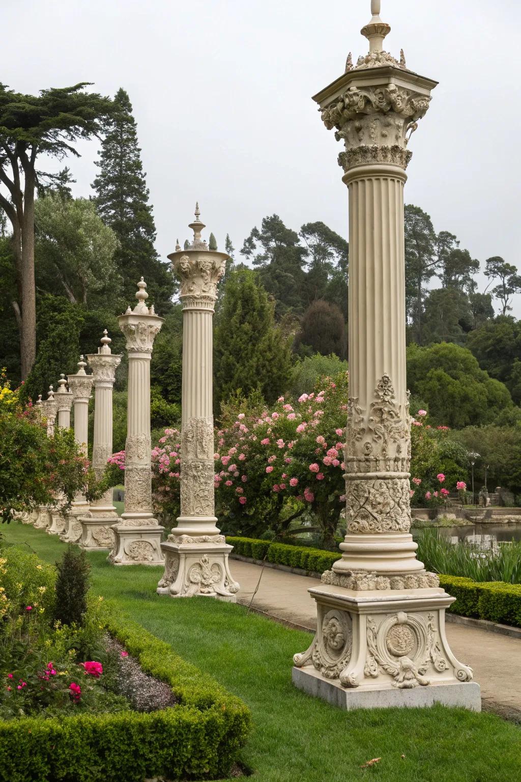 Ornate Victorian pillars add historical charm to your garden.
