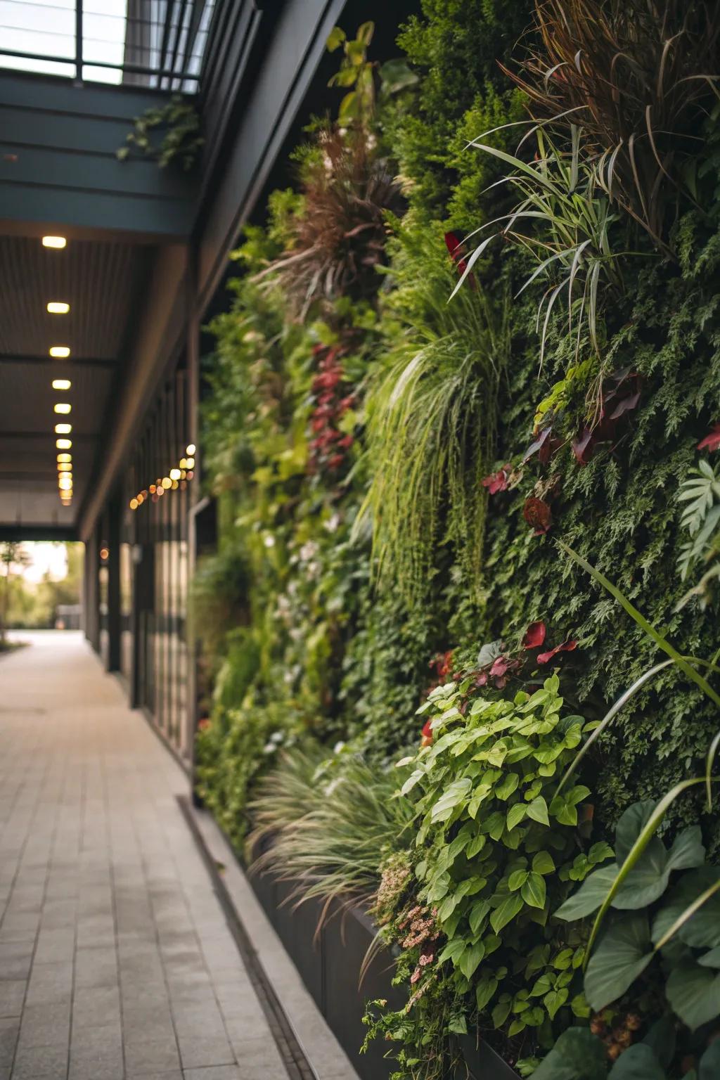 A vibrant living wall bringing greenery to a vertical space.