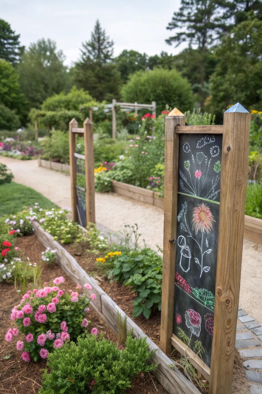 Engage your visitors with interactive chalkboard posts in your garden.