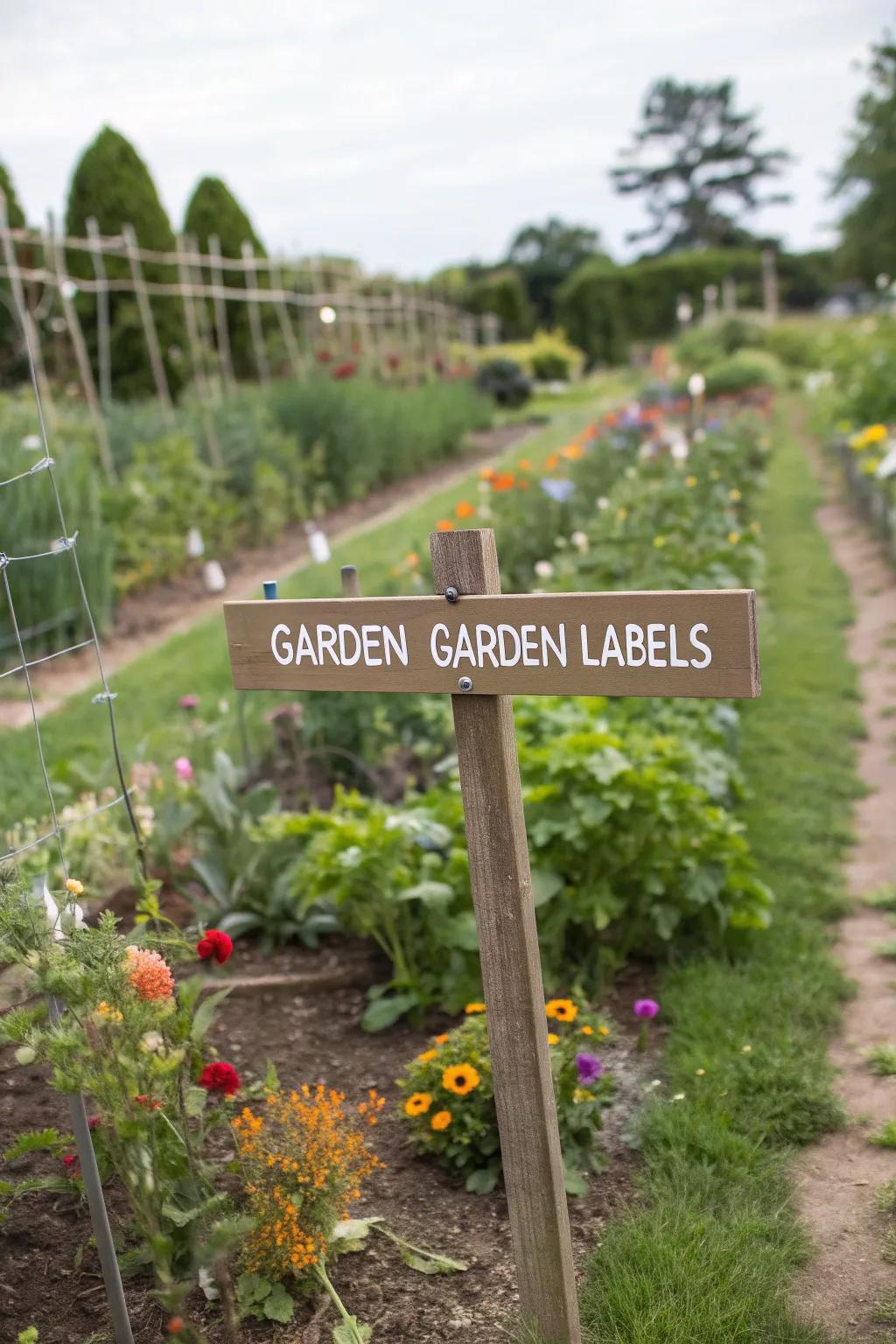 Practical labeling stakes keeping the garden organized and easy to manage.