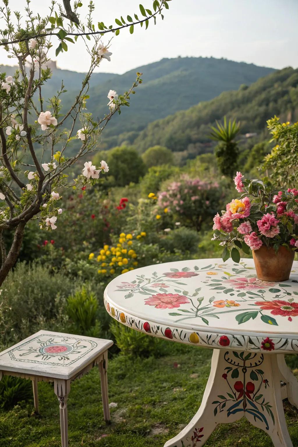 A vibrant floral fantasy tabletop, perfect for artistic expressions.