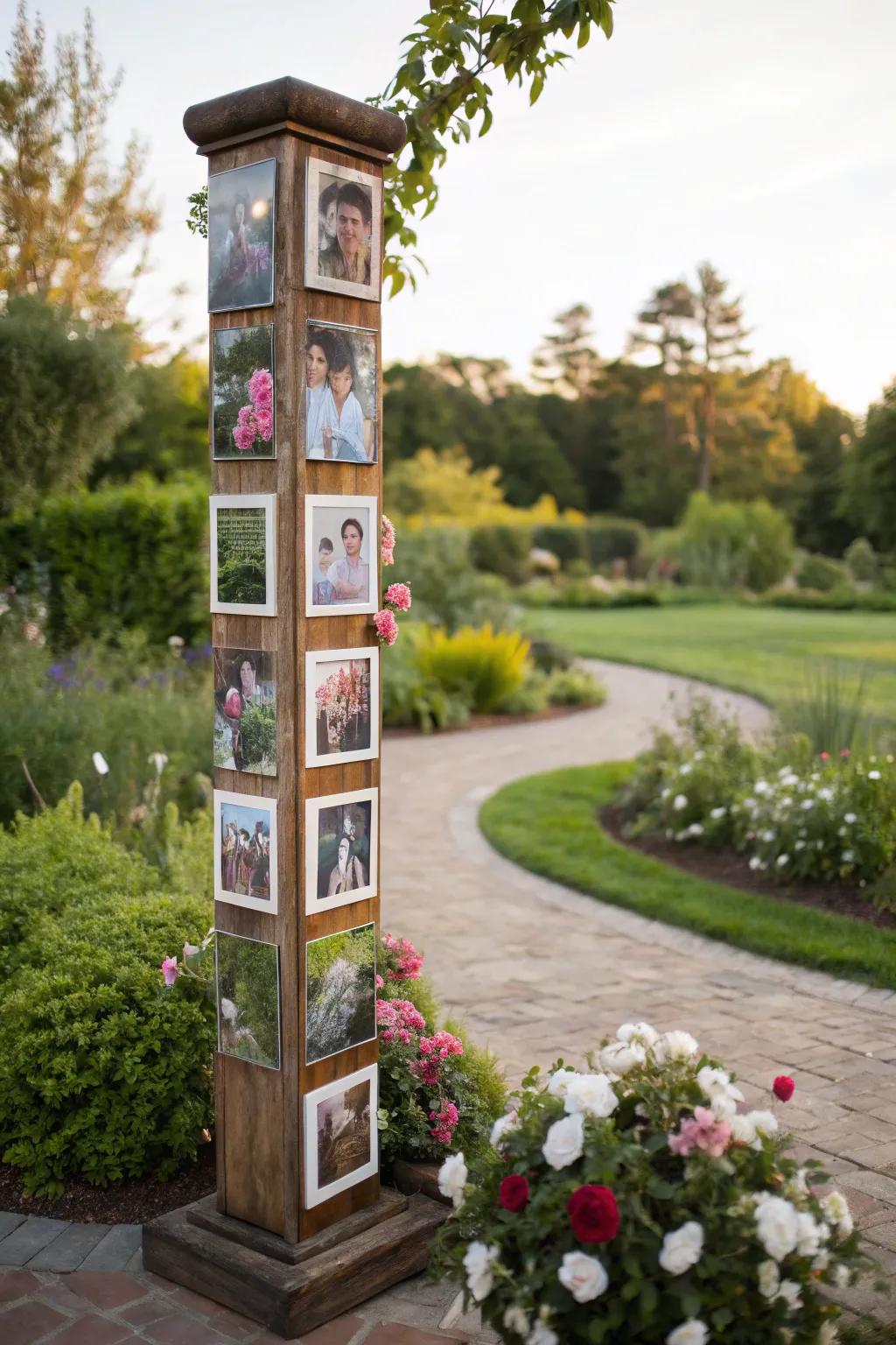 Photo totems add personal stories and warmth to garden spaces.