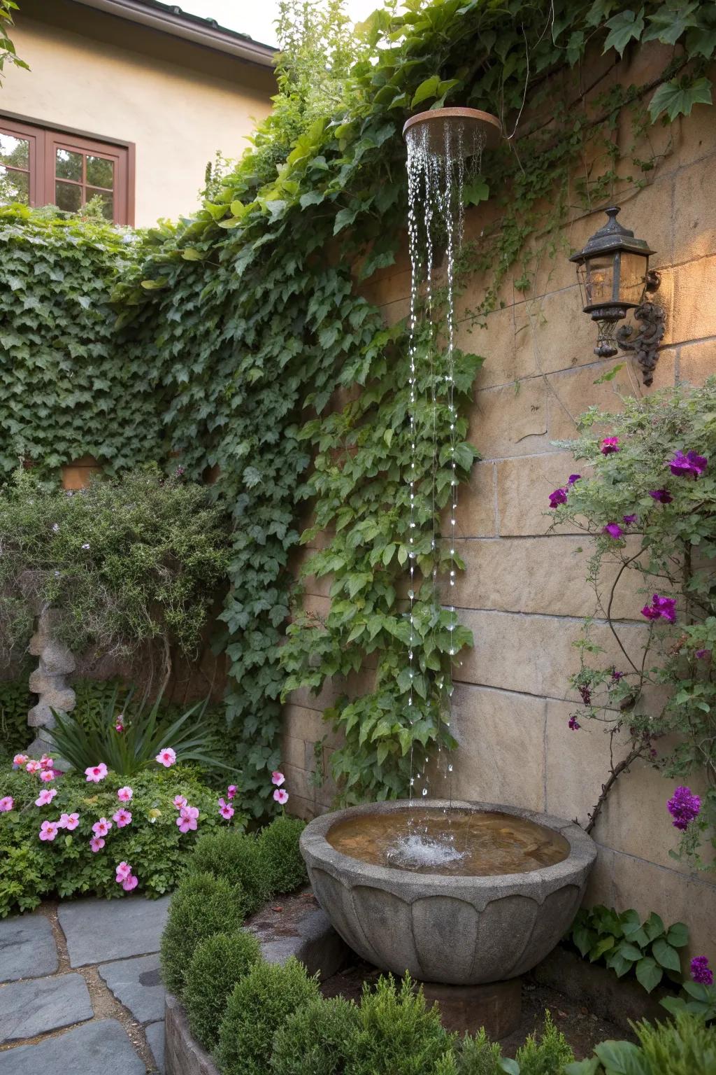 Add tranquility with a rain chain waterfall.