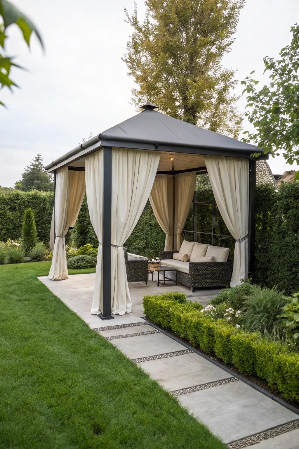 Neutral-toned curtains provide a minimalist and timeless aesthetic.