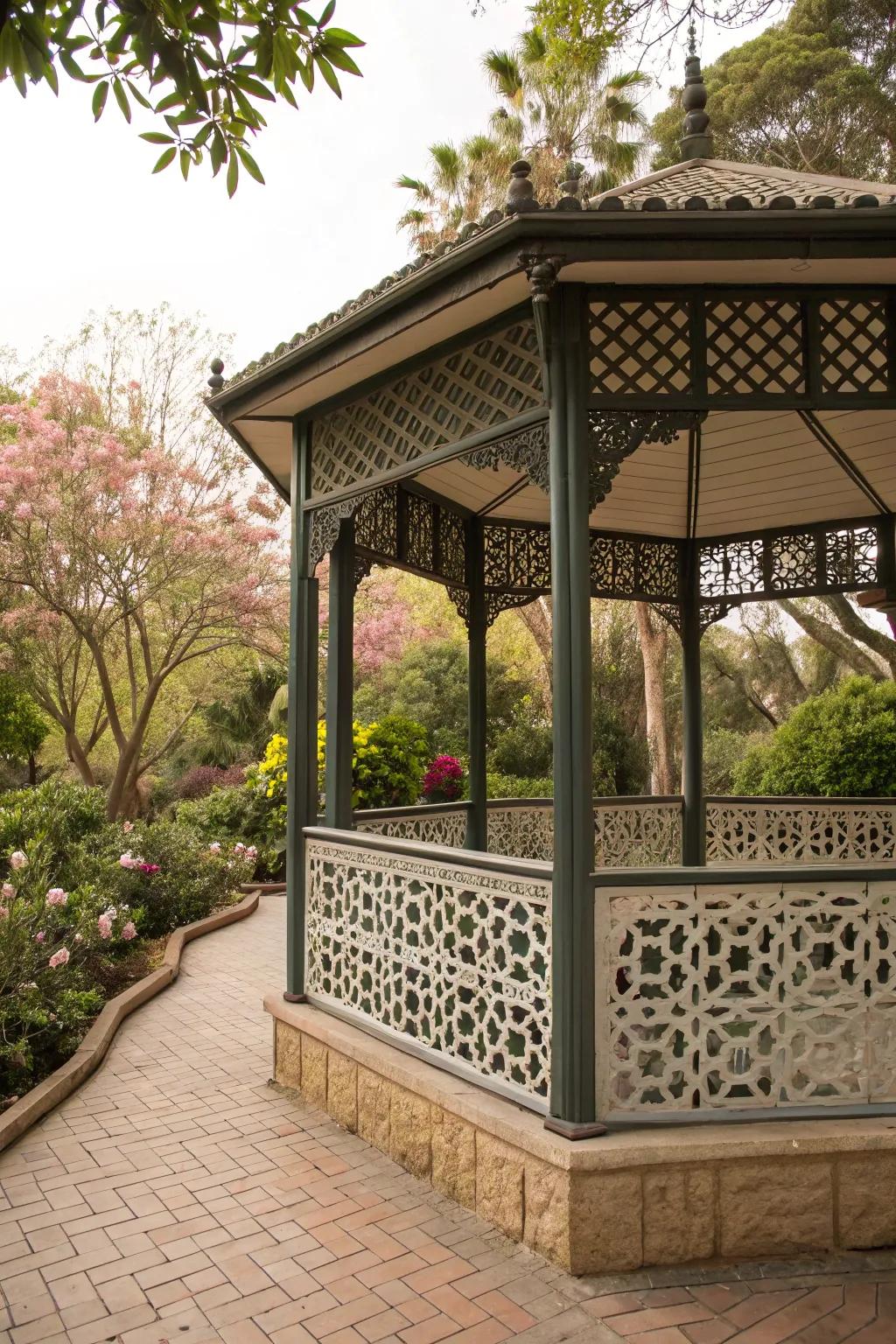 Geometric designs add a modern twist to traditional railings.