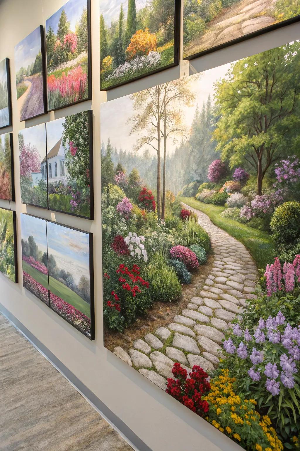 A multi-canvas collage captures the essence of Grandma's garden.
