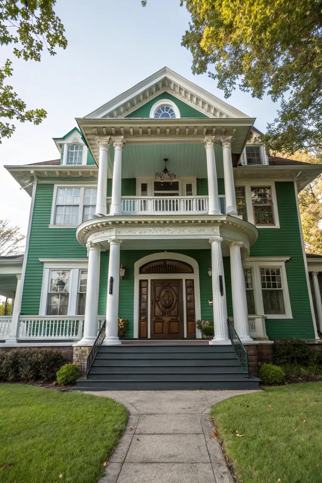 Emerald green exteriors exude opulence and grandeur.