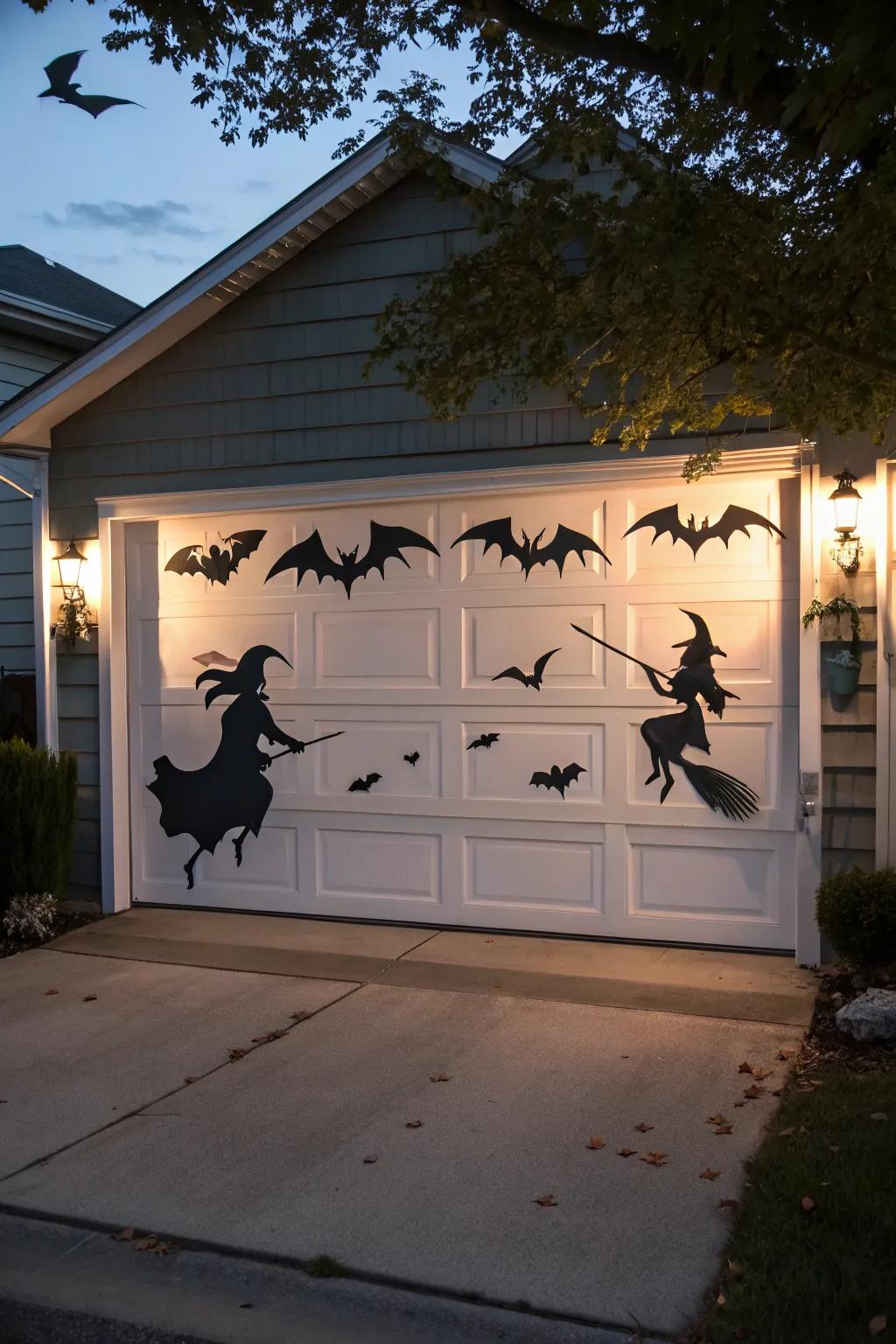 Add a spooky touch with silhouette art on your garage door.