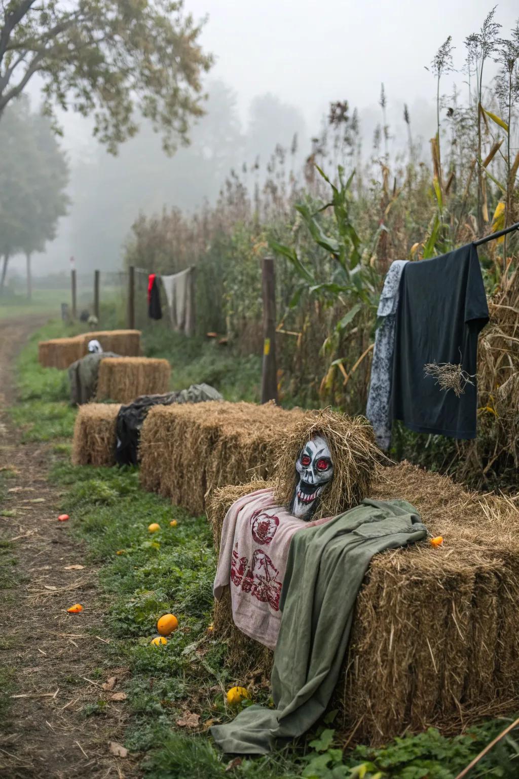 Brace yourself for a zombie apocalypse with these hay bales.