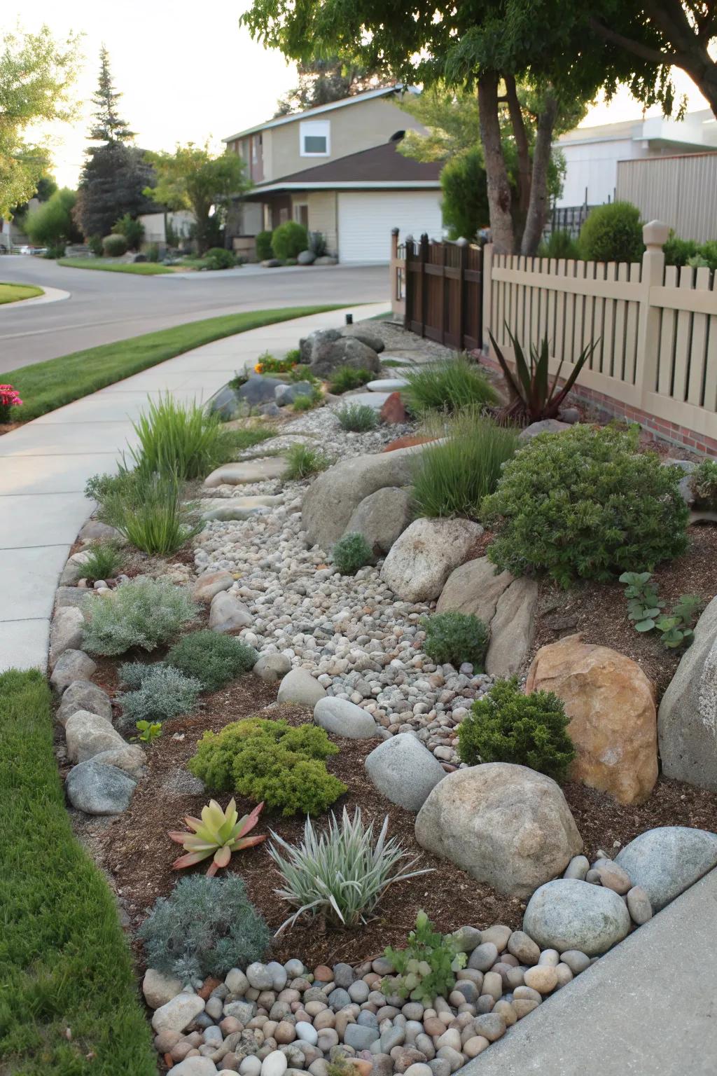 Rock gardens that offer low-maintenance beauty.