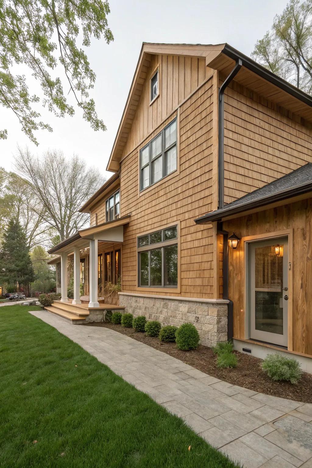 Fiber cement cladding combines durability with aesthetic versatility.