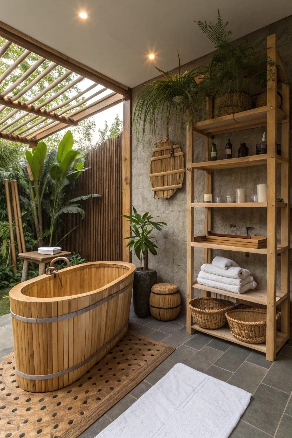 Earthy materials create a warm and inviting spa environment.