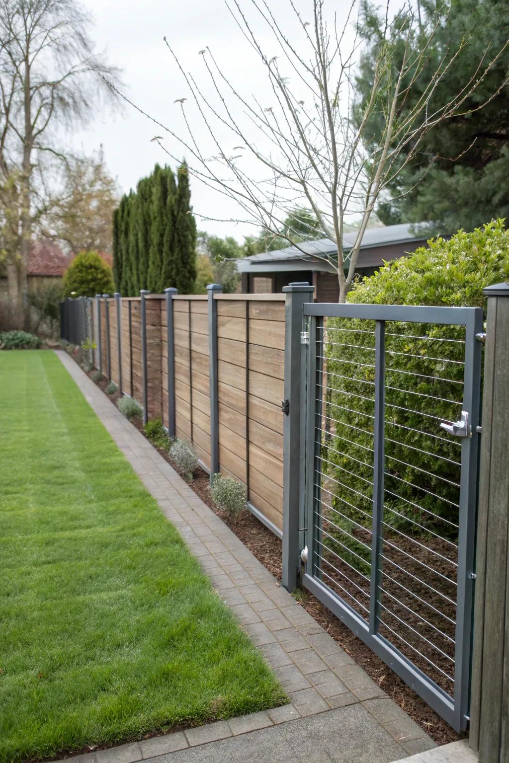Seamless gate integration keeps the fence design fluid.