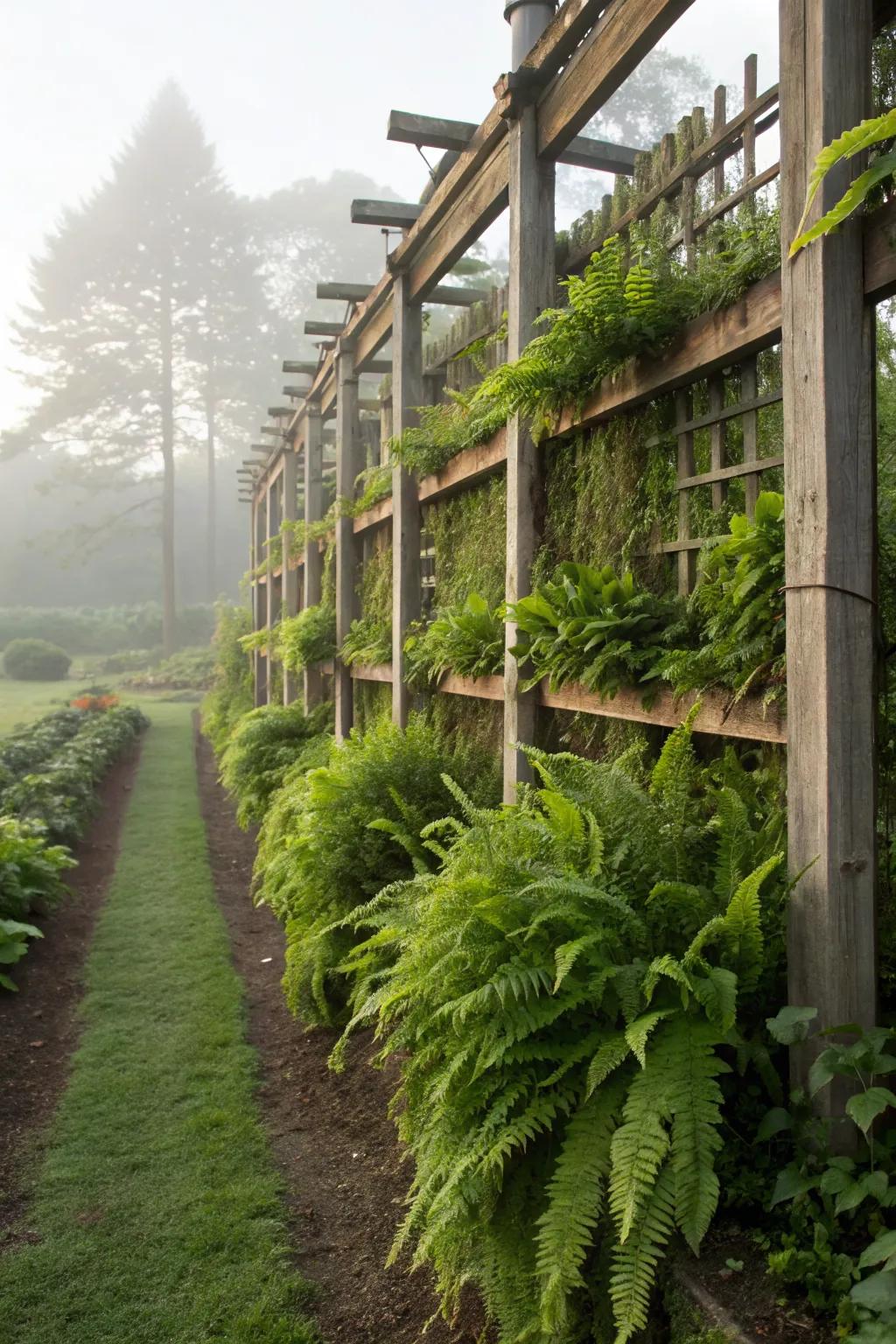 Vertical ferns bringing height to the garden landscape.