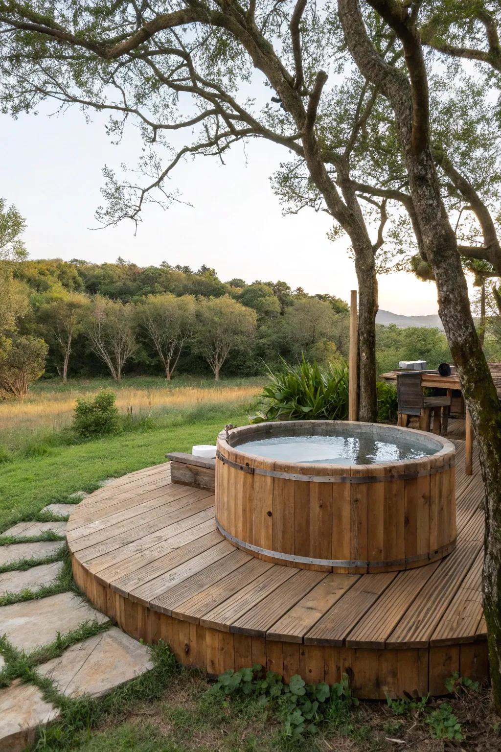 Rustic charm creates a cozy countryside atmosphere.