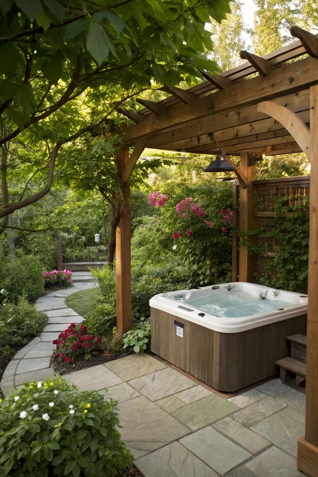 Add warmth to your space with a natural wood pergola.