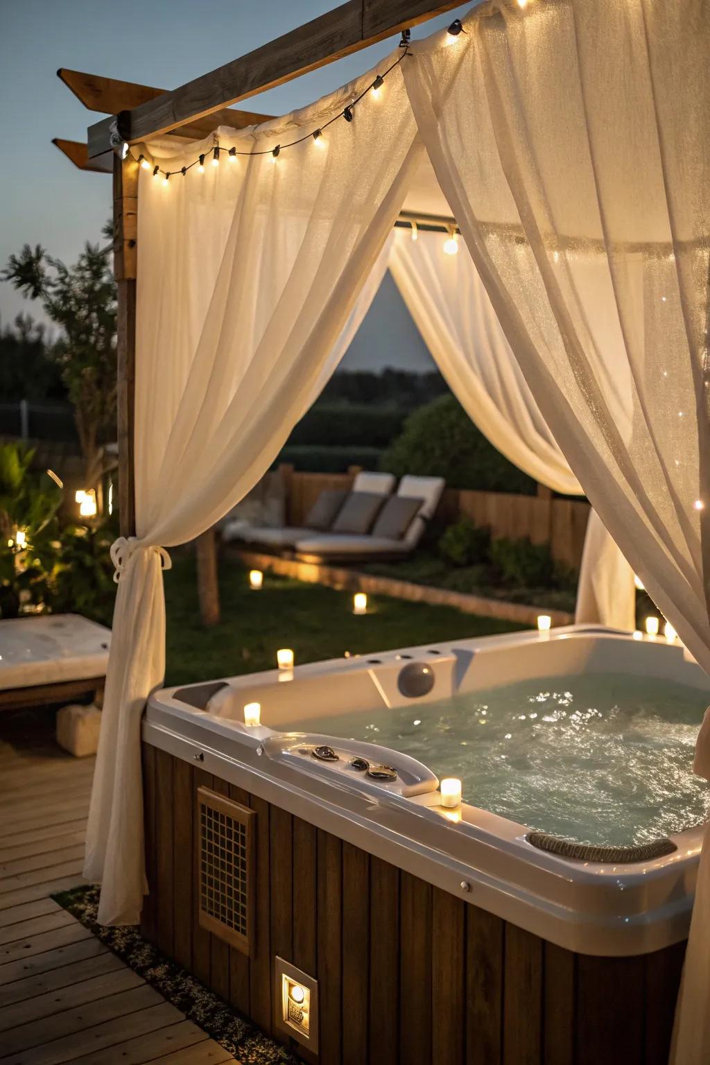 A floating canopy offers whimsical and dreamy shade.