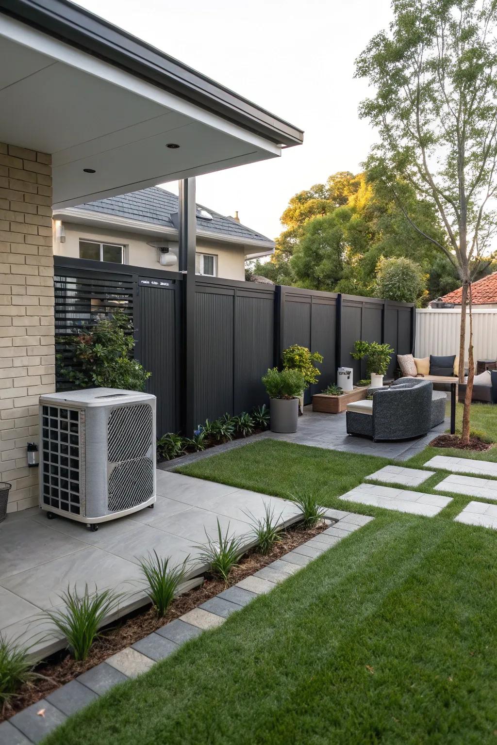 Privacy screens provide a flexible way to disguise AC units while enhancing decor.