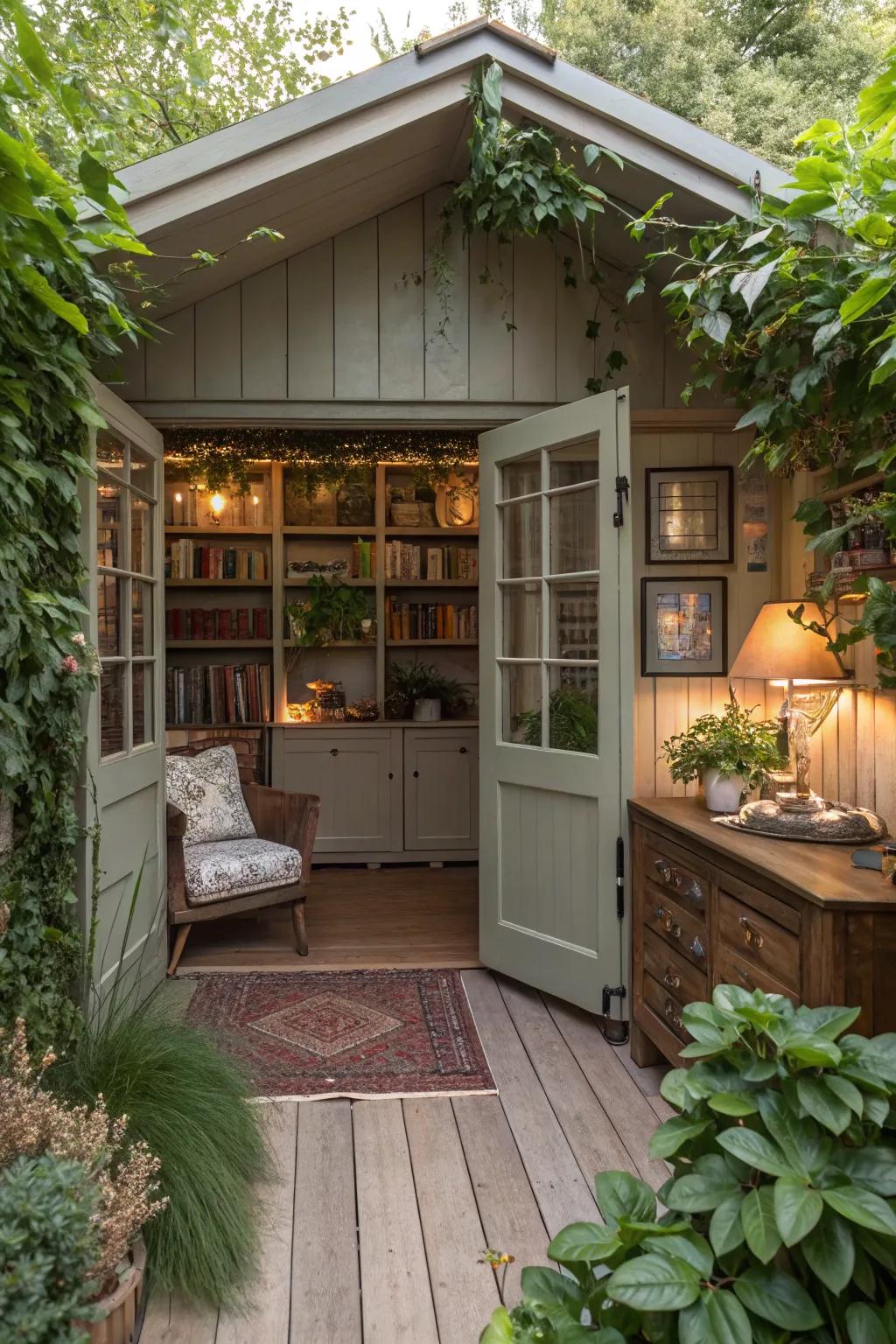 Design a secret hideaway in your shed for a touch of mystery.