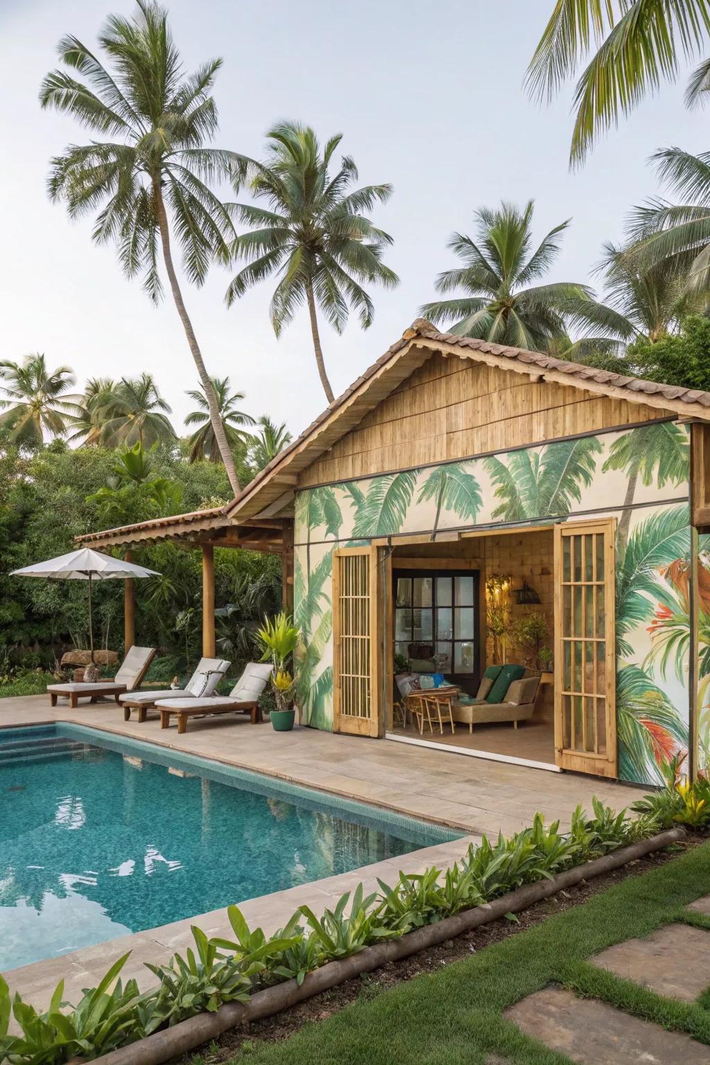 Bring tropical vibes into your everyday pool house.