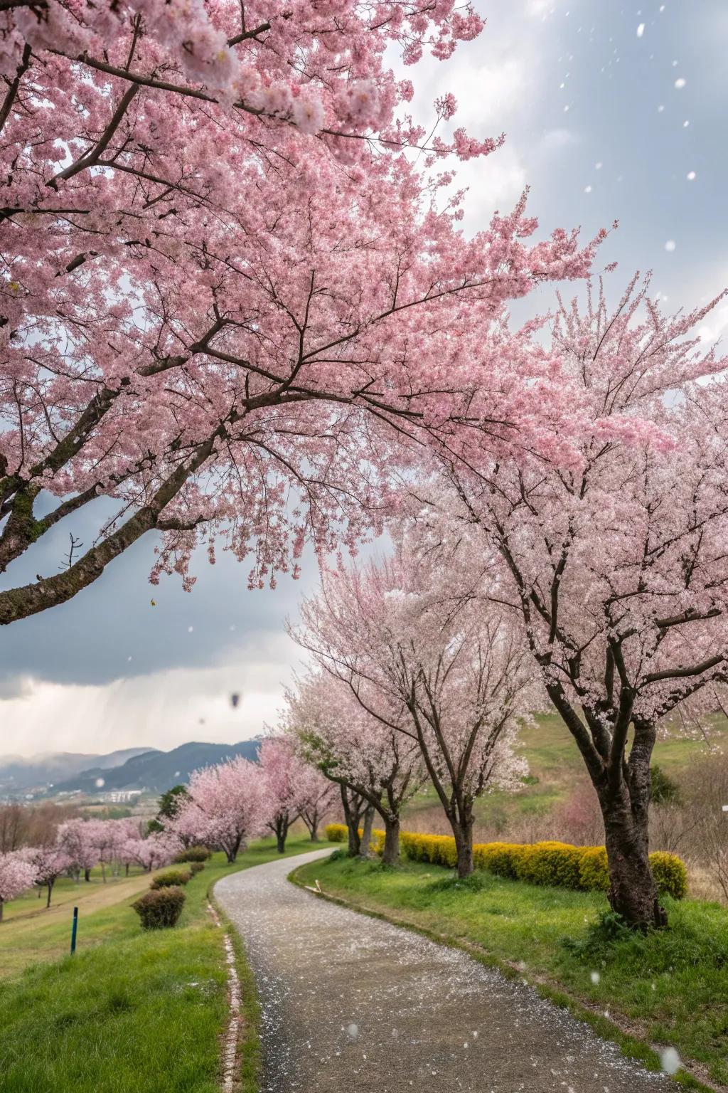 Cherry blossoms bring seasonal beauty and charm to your garden.