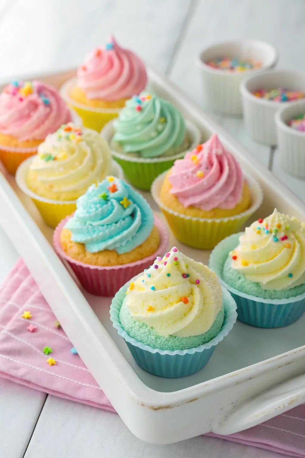 Cupcake bath fizzies add a playful touch to bath time.