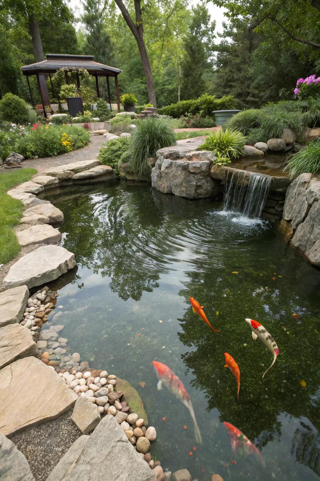A natural filtration system keeping pond water clear and healthy.
