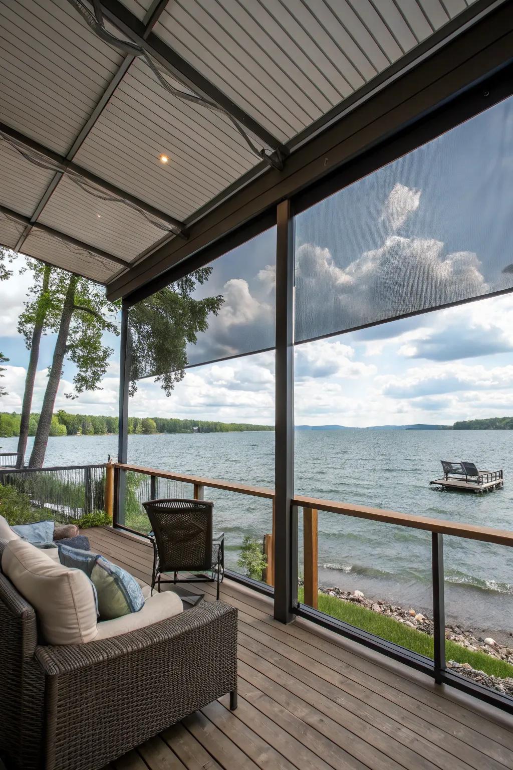 Retractable screens offering protection without obstructing the view.