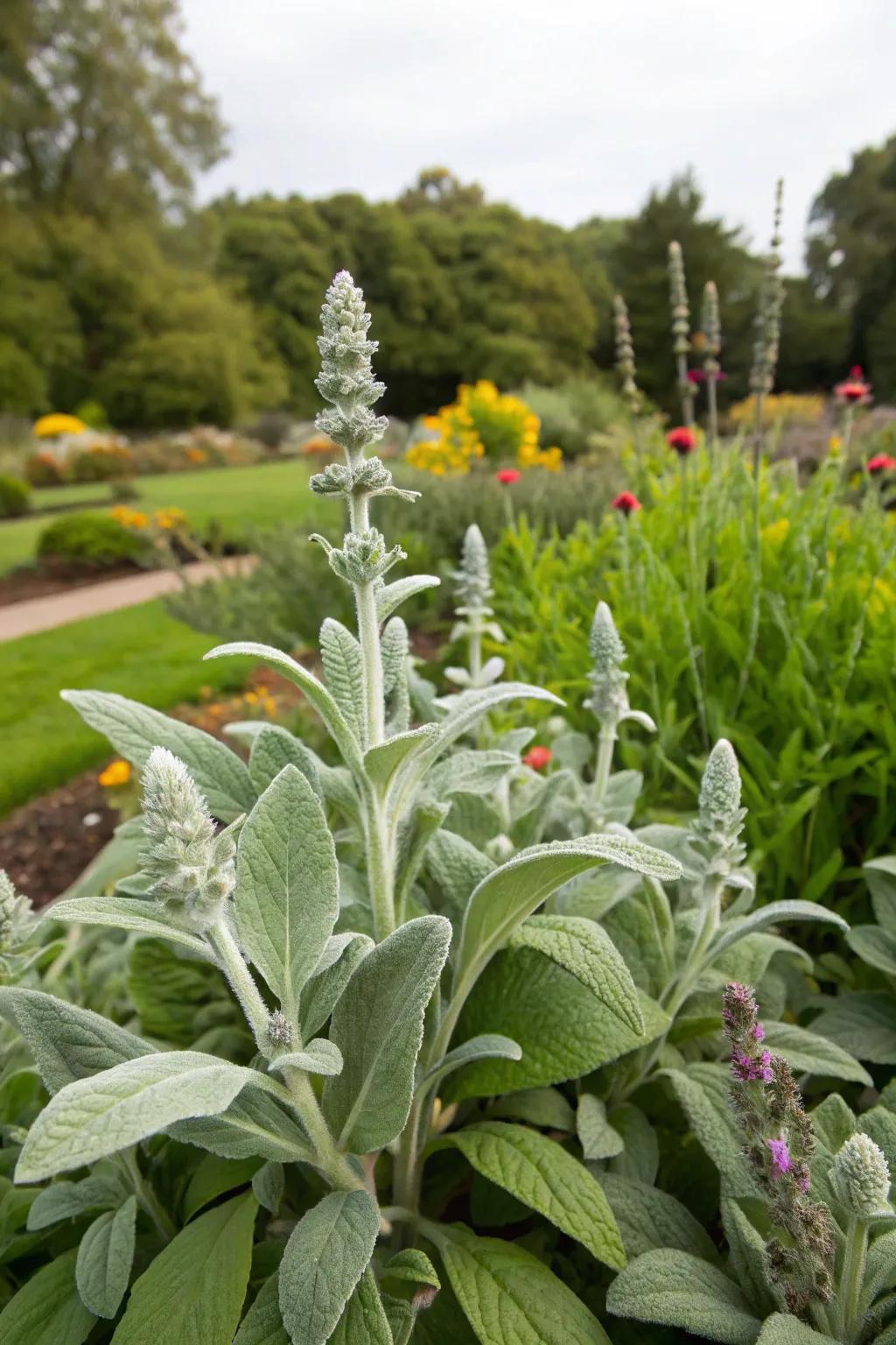 Lamb's ear takes center stage in a foliage-focused garden.