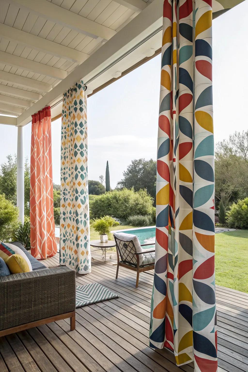 Modernize your space with geometric print curtains.