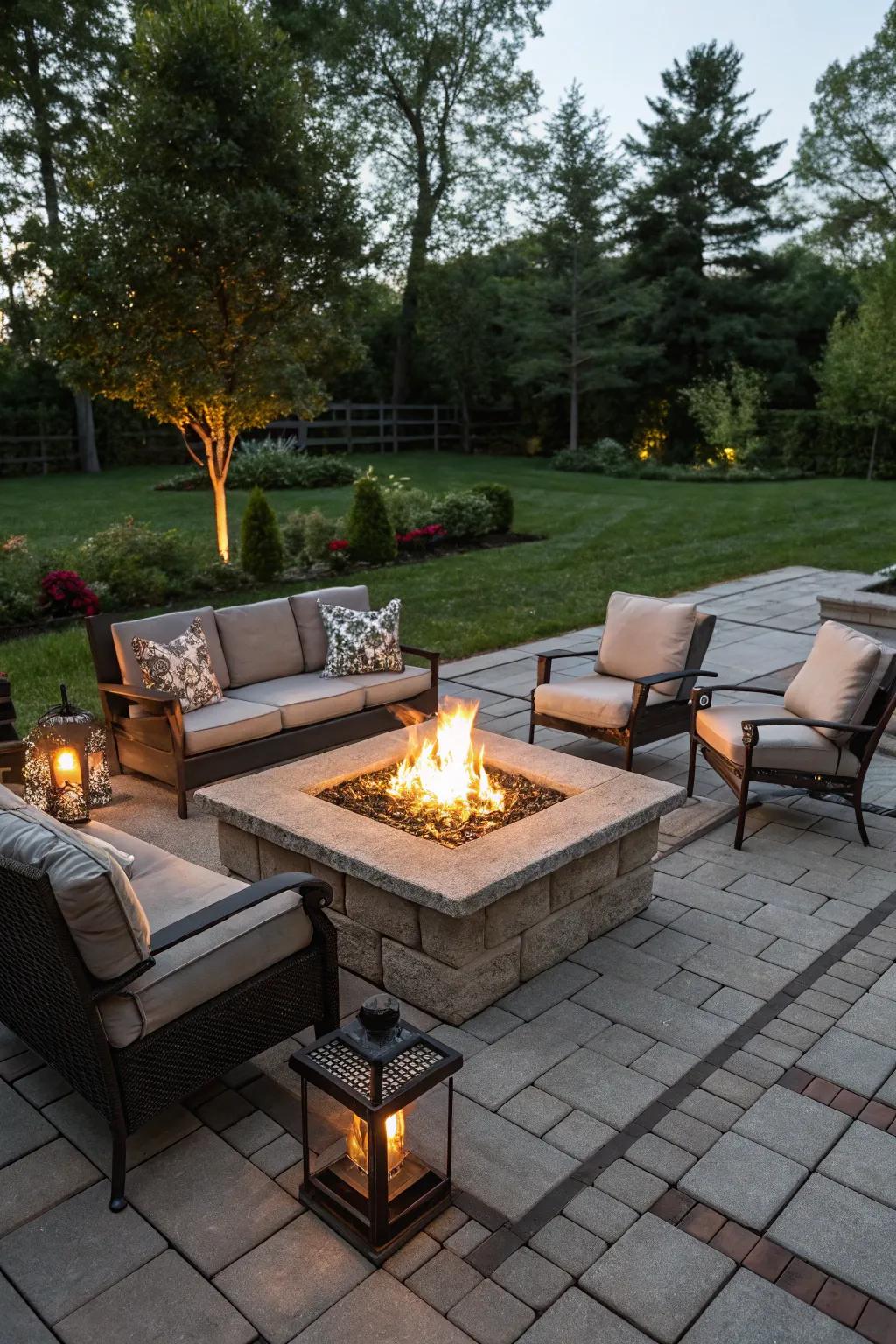 A fire pit is perfect for cozy gatherings.