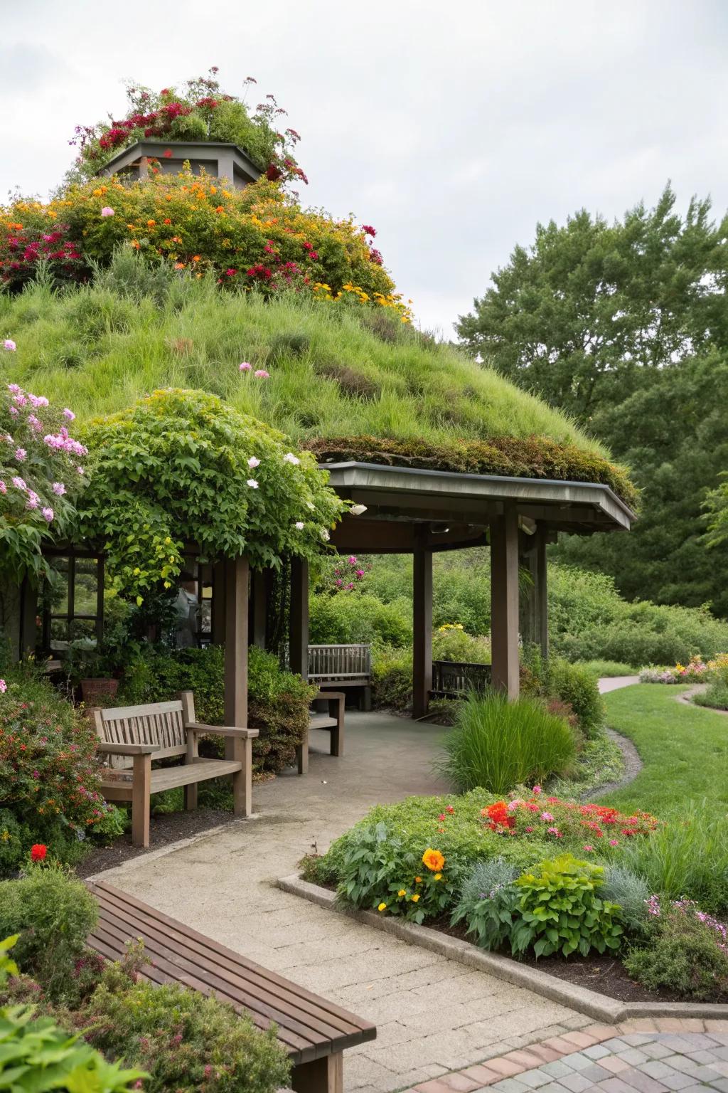 A unique living roof that merges nature with architecture.