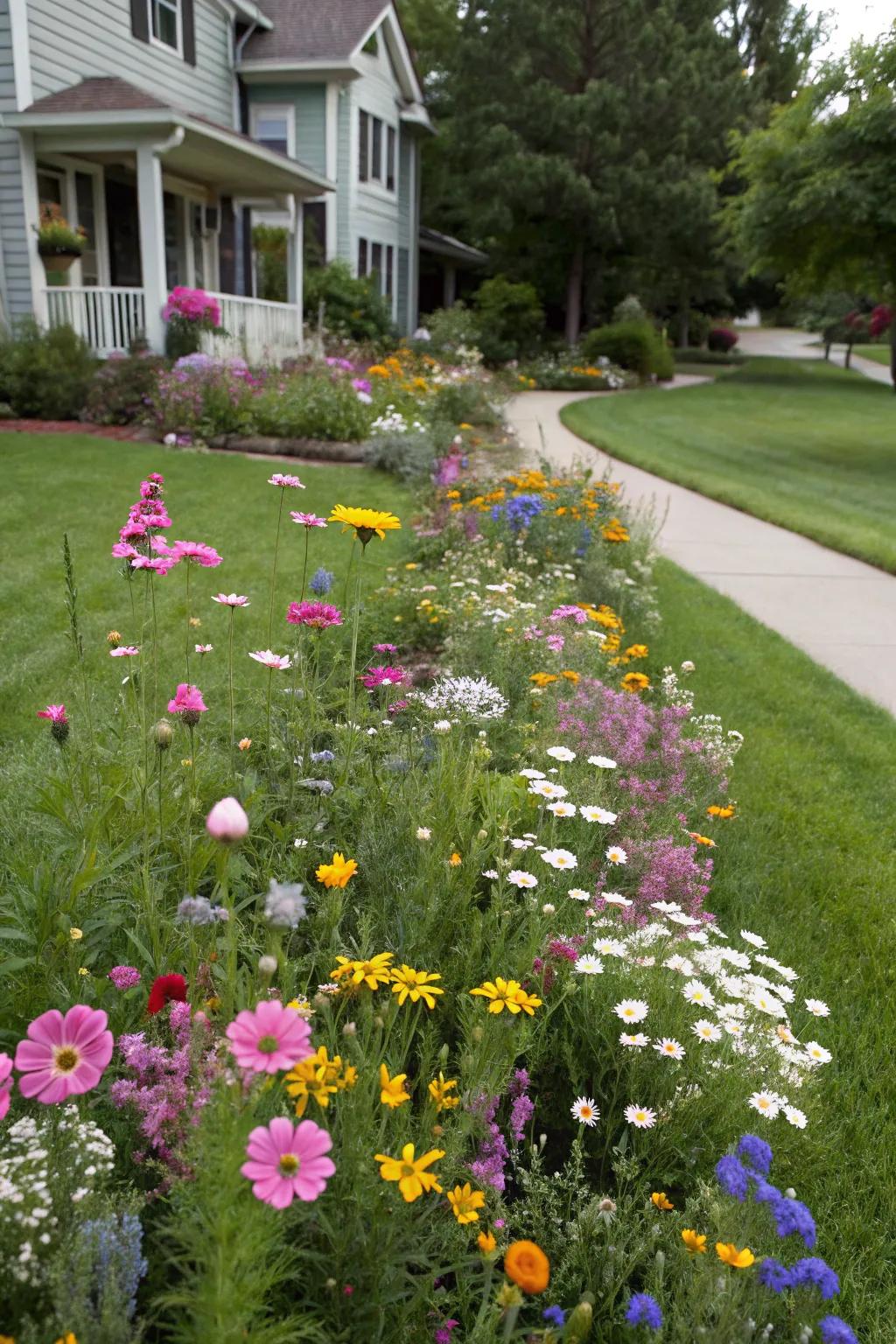 Wildflower meadows bring a natural charm to your front yard.