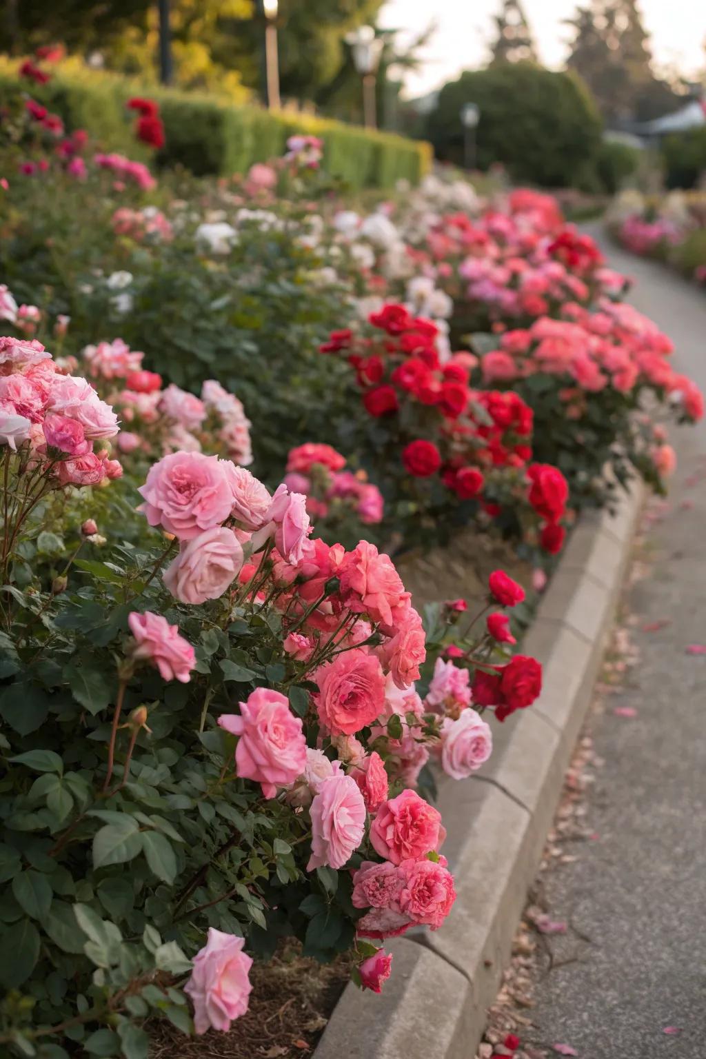 Carpet Roses create stunning floral drifts in gardens.