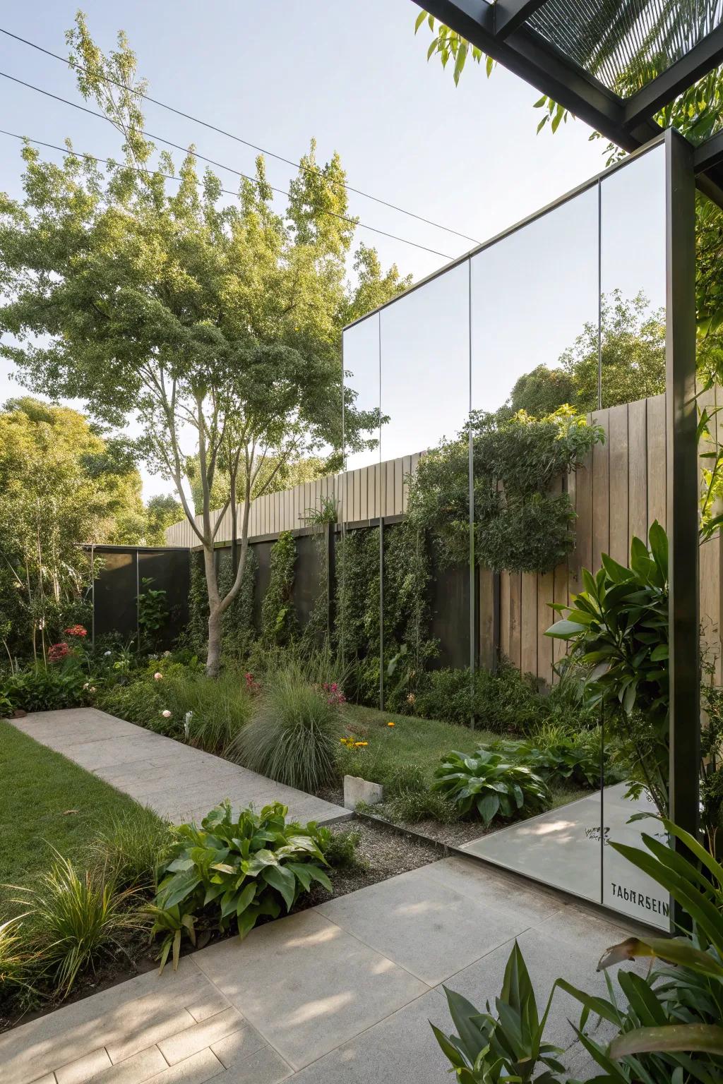 A unique mirror wall creating the illusion of more space.