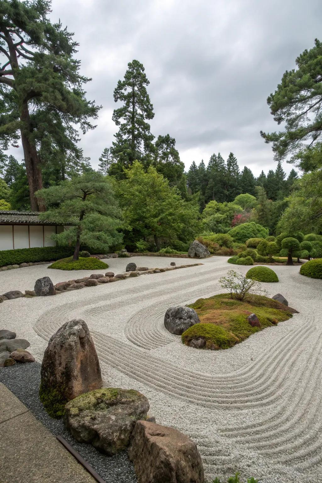 A peaceful gravel Zen zone for mindfulness and reflection.