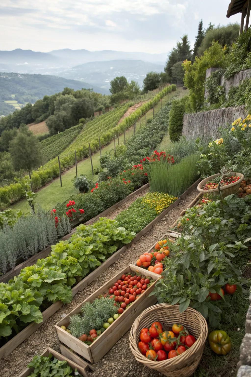 Edible hillsides combine beauty and functionality.