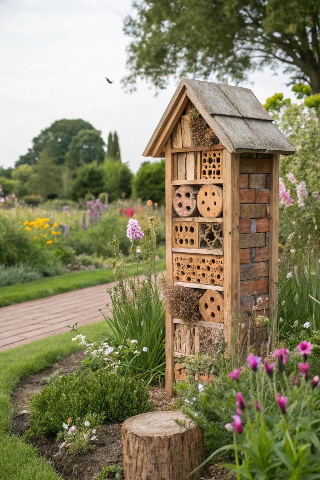 Welcome beneficial insects with a creative brick insect hotel.