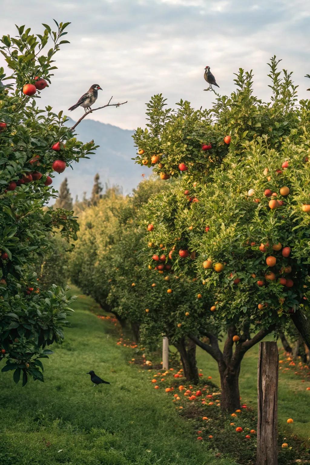 Invite feathered friends to your garden with fruit trees.